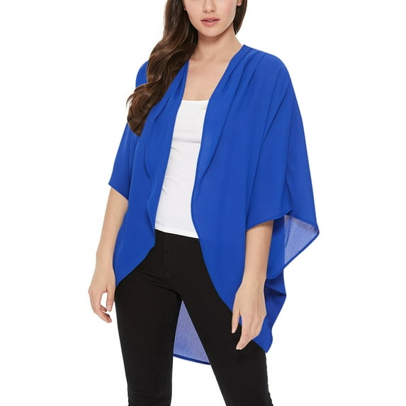 Women's Loose Fit 3/4 Sleeves Kimono Style Cover Up Solid Cardigan S-3XL