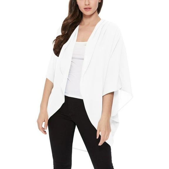 Women's  Loose Fit 3/4 Sleeves Kimono Style Cover Up Solid Cardigan S-3XL