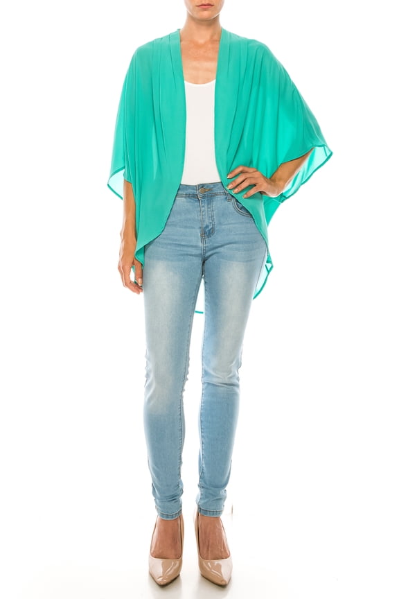 MOA Collection Women's Loose Fit 3/4 Sleeves Kimono Style Cover Up Solid Cardigan