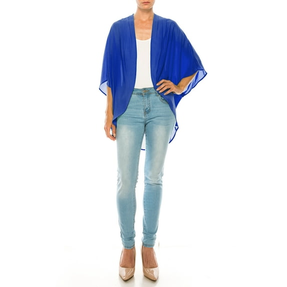 MOA Collection Women's Loose Fit 3/4 Sleeves Kimono Style Cover Up Solid Cardigan