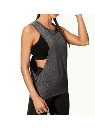 Womens Ladies Ribbed Camisole Thick Strap Low Cut Tight Slim Fitted Sporty  Workout Shirts Tank Tops