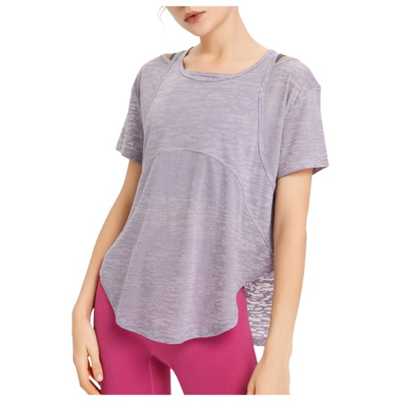 Women's Loose Fit Athletic Short Sleeve Running T-Shirt Breathable Yoga Top Workout Sweat Wicking Sports Shirt Comfortable Activewear Tee