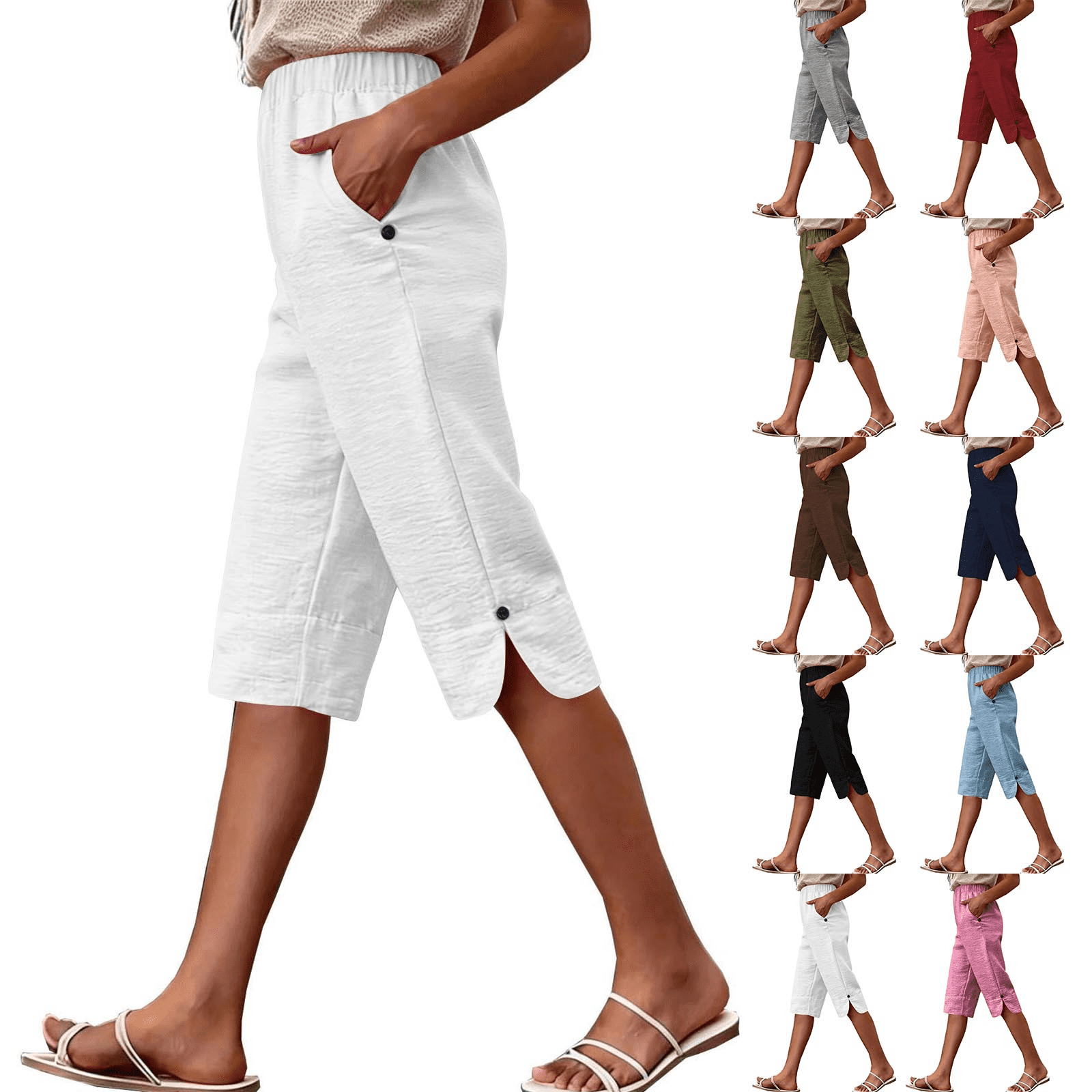 Women's Loose Fit Capri Pants, Breathable Summer Casual Capris with ...