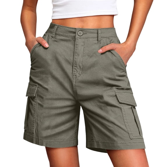 Women's Loose Fit Cargo Shorts Length Breathable Fabric Cotton Casual Shorts For Hot Weather Biking & Hiking