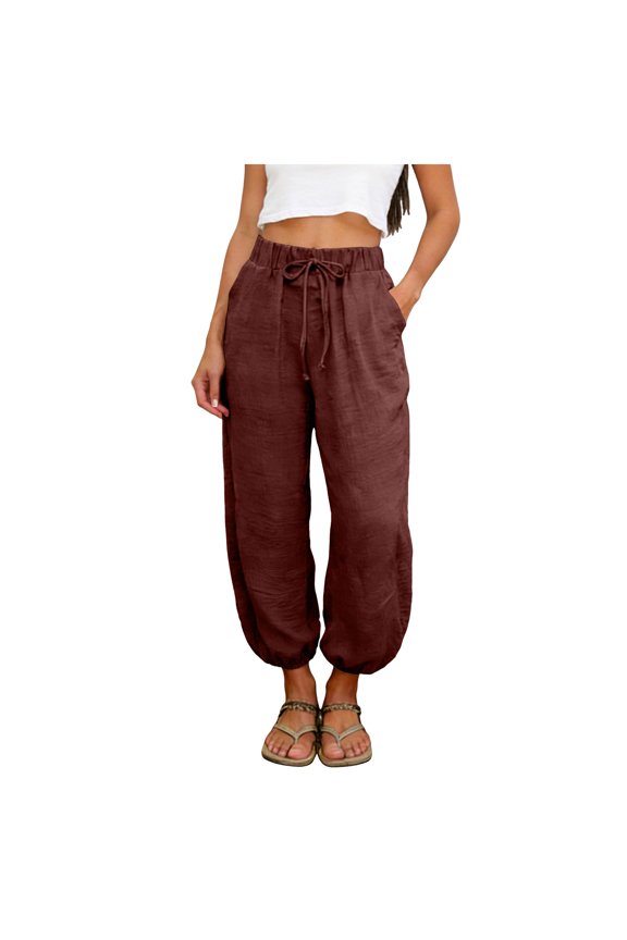 Women's Loose - Fit Casual Harem Pantsfor Everyday Comfort and Style with Pockets (Runs Small)