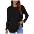 thumbnail image 1 of Women's Loose Fit Casual Long Sleeve Tee Round Neck Buttoned Top Stylish Comfortable Daily Wear T-Shirt Soft Breathable Fabric, 1 of 2