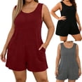 thumbnail image 1 of Women's Loose Fit Casual V Neck Jumpsuit, Sleeveless with Pockets, Lightweight Soft Fabric for Summer Travel, Beach Vacation, or Lounge Wear, Versatile | CSEONE,Black 2XL, 1 of 7