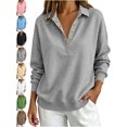 thumbnail image 1 of Women's Loose Fit Collar Sweatshirt Button Front Long Sleeve Going Out Fall Outfits, 1 of 7