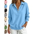 thumbnail image 1 of Women's Loose Fit Collar Sweatshirt Button Front Long Sleeve Going Out Fall Outfits, 1 of 8