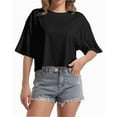 thumbnail image 1 of Women's Loose Fit Crop Top T-Shirt - Soft Comfortable Short Sleeve Tee for Workout/ Gym/ Casual Wear, 1 of 5
