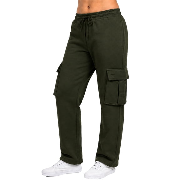 Women's Loose Fit Fleece Lined Jogger Sweatpants With Velcro Cargo Pockets (S-5XL)