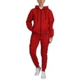 thumbnail image 1 of Women's Loose Fit Fleece-Lined Moto Hoodie & Jogger 2-Piece Top & Bottom Set, 1 of 5