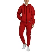 GALAXY BY HARVIC Women's Loose Fit Fleece-Lined Moto Hoodie & Jogger 2-Piece Top & Bottom Set