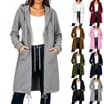thumbnail image 1 of Women's Loose Fit Fleece Lined Winter Hooded Full Zip Long Sleeve Jacket Coat Casual Warm Outwear | CSEONE,Navy S, 1 of 8