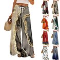 thumbnail image 1 of Women’s Loose Fit Geometric Print Wide Leg Pants with Elastic Drawstring Waist and Functional Pockets for Summer Casual Wear Dark Gray M, 1 of 8