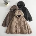 thumbnail image 1 of Women's Loose Fit Hooded Jacket Coat Sweatshirt Long Sleeve Casual Warm Solid Color Streetwear Loungewear Travel Fashion Essential Gift for Women | Sopatenor,Black XL, 1 of 9