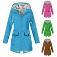 thumbnail image 1 of Women's Loose Fit Hooded Rain Coat With Pocket Solid Color Windproof Jacket Lightweight Outdoor Activewear | CSEONE,Pink L, 1 of 6