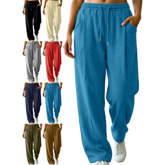 Women's Loose Fit Joggers Elastic Drawstring Waist with Pockets Casual Everyday Athletic Workout Home Lounge Sweatpants