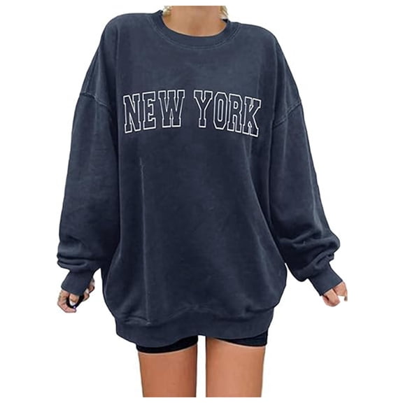 Women's Loose Fit Letter Print Sports Pullover Long Sleeve Crew Neck Casual Sweatshirt Workout Top Comfortable Stylish
