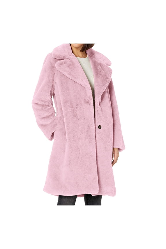Women's Loose Fit Long Shearling Coat for Winter Warmth and Comfortable Outdoor Style
