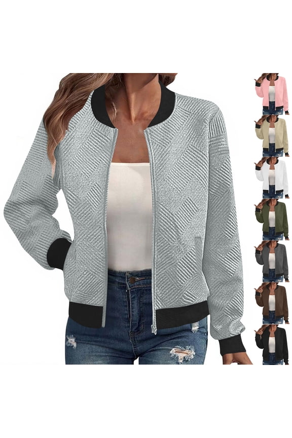 Women's Loose Fit Long Sleeve Coarse Knit Zipper Jacket Sweatshirt Pullover Casual Baseball Jacket Outerwear Warm Relaxed Fit Fall Winter Fashion | CSEONE,Black L