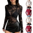 thumbnail image 1 of Women's Loose Fit Long Sleeve Hollow Out Crochet Knit Pullover Top Tunic Tops Soft Breathable Versatile Tops Casual Date Night Outfits | CSEONE,White S, 1 of 6