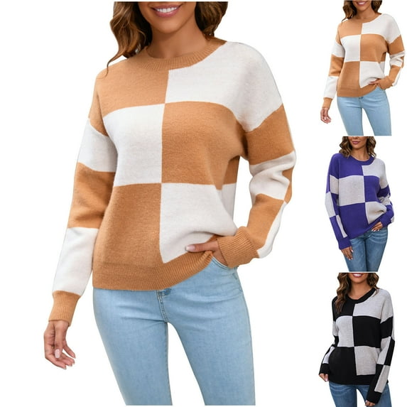 Women's Loose Fit Long Sleeve Round Neck Sweater Blouse Tops Solid Color Knit for Casual Daily Wear Work Office and Travel Fashion Essential | Sopatenor,Black XL