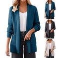 thumbnail image 1 of Women's Loose Fit Long Sleeve Solid Color Cardigan Sweater Jacket Soft Lightweight Casual Daily Wear Work Office | CSEONE,Black XL, 1 of 6