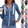 thumbnail image 1 of Women's Loose Fit Long Sleeve Zipper Blouse With Pocket Solid Color Soft Casual Pullover Jackets Work Daily Wear | CSEONE,Gray L, 1 of 7