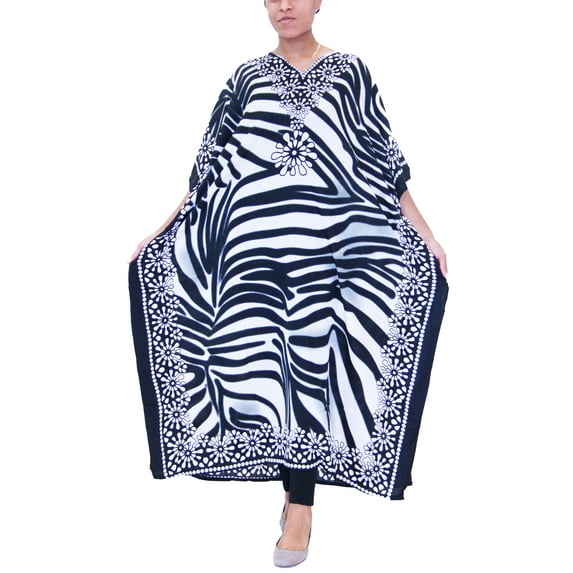 Women's Loose-Fit Maxi Kaftan Dress Beautiful Prints Caftan Maxi Dress - One Size Fits Most