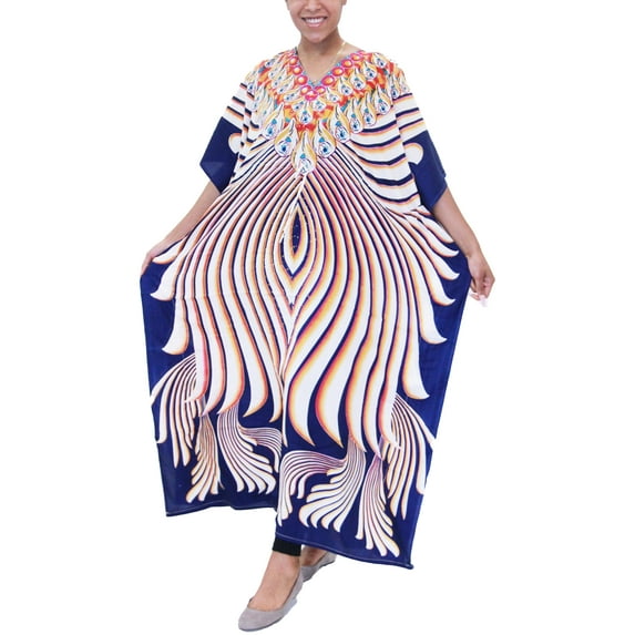 Women's Loose-Fit Maxi Kaftan Dress Beautiful Prints Caftan Maxi Dress - One Size Fits Most