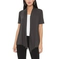 thumbnail image 1 of Women's Loose Fit Short Sleeve Draped Open Front Office Wear Solid Cardigan, 1 of 5