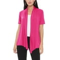 thumbnail image 1 of Women's Loose Fit Short Sleeve Draped Open Front Office Wear Solid Cardigan, 1 of 5