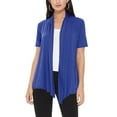 thumbnail image 1 of Women's Loose Fit Short Sleeve Draped Open Front Office Wear Solid Cardigan, 1 of 5