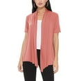 thumbnail image 1 of Women's Loose Fit Short Sleeve Draped Open Front Office Wear Solid Cardigan, 1 of 5