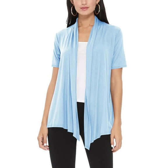 Women's Loose Fit Short Sleeve Draped Open Front Office Wear Solid Cardigan