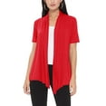 thumbnail image 1 of Women's Loose Fit Short Sleeve Draped Open Front Office Wear Solid Cardigan, 1 of 5