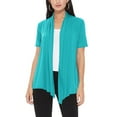 thumbnail image 1 of Women's Loose Fit Short Sleeve Draped Open Front Office Wear Solid Cardigan, 1 of 5
