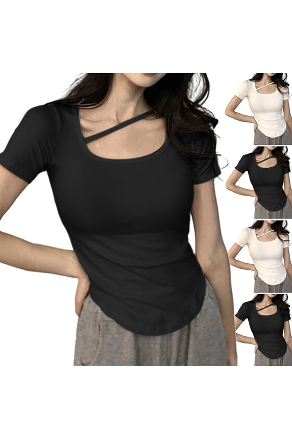 Women's Loose Fit Short Sleeve T-Shirt Tops Tees Casual Daily Wear Vacation Travel Loungewear Fashion Essential Gift for Women | Ihhddx,Black Free Size