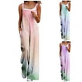 thumbnail image 1 of Women's Loose Fit Sleeveless Back Strap Jumpsuit Romper Overalls, Casual Printed Pockets Flowy Lightweight, Beach Vacation Travel Lounge Wear Essentials | Aestivo,Purple L, 1 of 9
