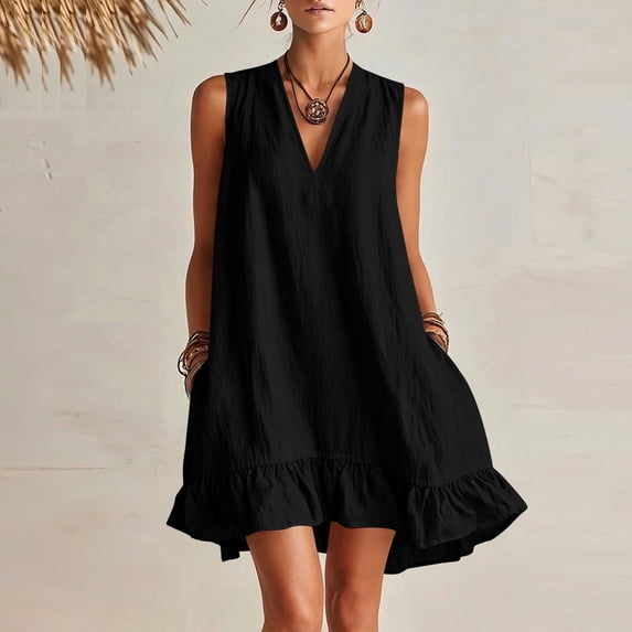 Women's Loose Fit Sleeveless Lace Casual Short Summer Dress