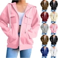 thumbnail image 1 of Women's Loose Fit Solid Color Hooded Sweatshirt Pullover Coat Top Long Sleeve Pocket Casual Fashion Outerwear for Fall Winter | CSEONE,Beige L, 1 of 8