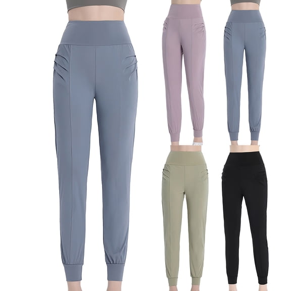Women's Loose Fit Sports Pants Breathable Elastic Ankle Cuff Running Fitness Yoga Training Trousers