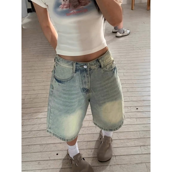 Women's Loose Fit Straight Leg Bermuda Shorts, High Waist Casual Summer Shorts with Pockets
