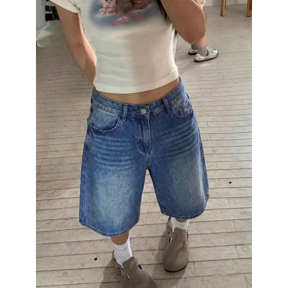 Women's Loose Fit Straight Leg Bermuda Shorts, High Waist Casual Summer Shorts with Pockets