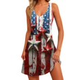 thumbnail image 1 of Women's Loose Fit Sundress, Sleeveless V-Neck Summer Dress with Independence Day Theme, Perfect for Hot Weather and Festivals,Wine XL, 1 of 4