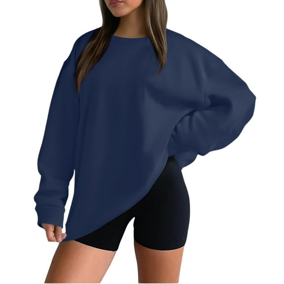 Women’s Loose Fit Sweatshirt Long Sleeve Pullover Casual Crewneck Tops for Daily Wear, Soft Comfy Oversized Style