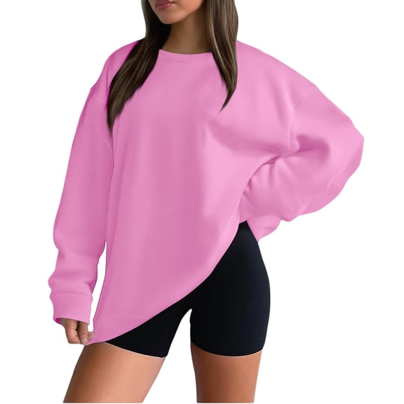 Women’s Loose Fit Sweatshirt Long Sleeve Pullover Casual Crewneck Tops for Daily Wear, Soft Comfy Oversized Style