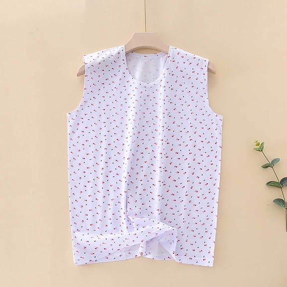 Women's Loose Fit Tank Tops, Casual Sleeveless Round Neck Camisole Tops, Comfortable Summer Pajama Tops with Print Designs for Everyday Wear Red XL