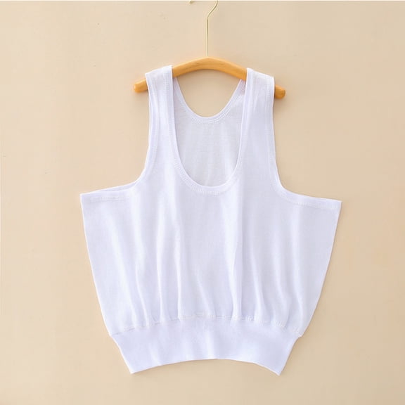 Women's Loose Fit Tank Tops, Casual Sleeveless Round Neck Camisole Tops, Comfortable Summer Pajama Tops with Print Designs for Everyday Wear White L